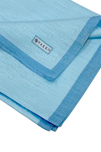 Vakko Pamuk İpek Şal - Helezon Monogram - Açık Mavi