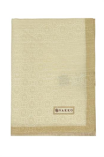 Vakko Pamuk İpek Şal - Helezon Monogram - Krem