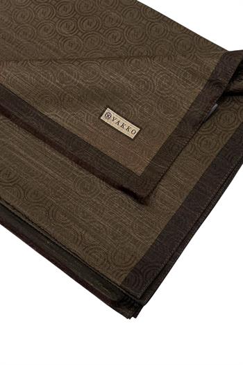 Vakko Pamuk İpek Şal - Helezon Monogram - Koyu Kahve