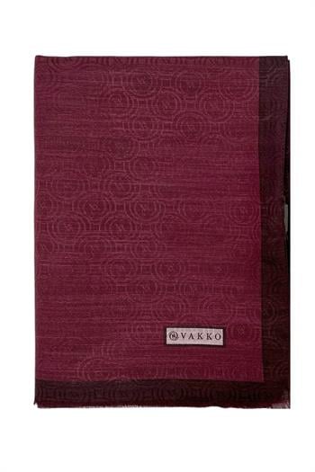 Vakko Pamuk İpek Şal - Helezon Monogram - Bordo
