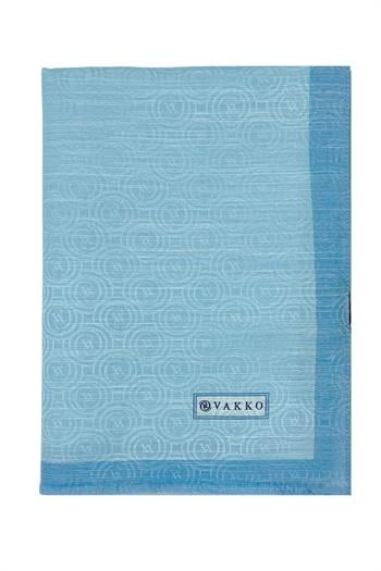 Vakko Pamuk İpek Şal - Helezon Monogram - Açık Mavi