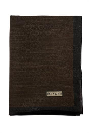 Vakko Pamuk İpek Şal - Helezon Monogram - Acı Kahve