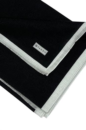 Vakko Pamuk İpek Şal - Helezon Monogram - Siyah Beyaz