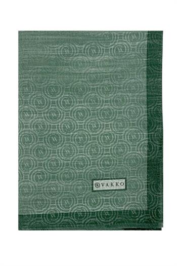 Vakko Pamuk İpek Şal - Helezon Monogram - Koyu Çağla