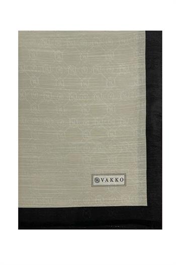 Vakko Pamuk İpek Şal - Şeritli Hologram - Taş Siyah