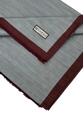 Vakko Pamuk İpek Şal - Şeritli Hologram - Gri Bordo