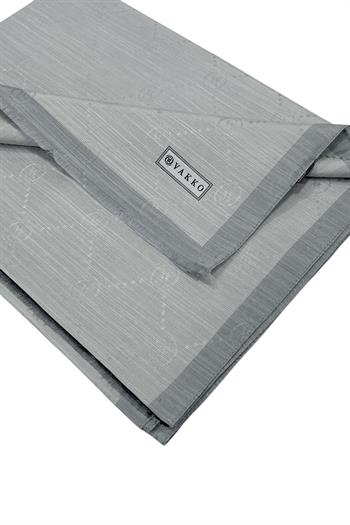 Vakko Pamuk İpek Şal - Şeritli Monogram - Gümüş