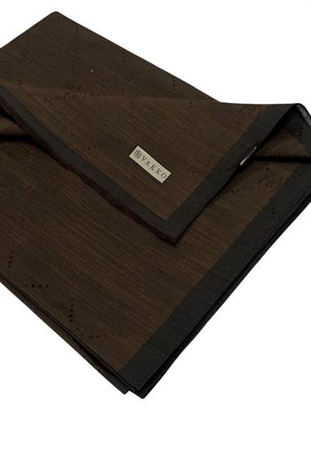 Vakko Pamuk İpek Şal - Şeritli Monogram - Acı Kahve