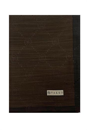 Vakko Pamuk İpek Şal - Şeritli Monogram - Acı Kahve