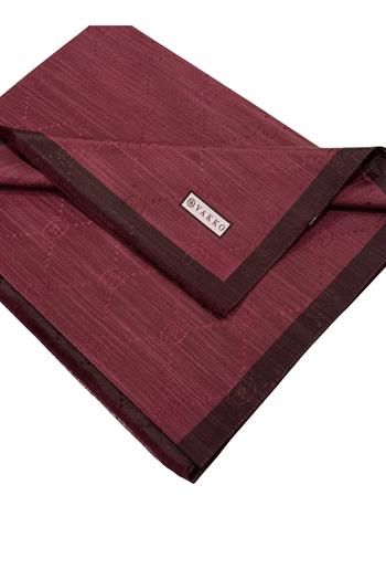Vakko Pamuk İpek Şal - Şeritli Monogram - Bordo