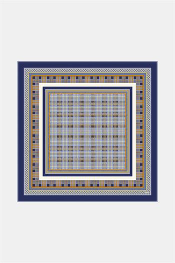 Vakko Twill İpek Eşarp - 2688-53 Lacivert Bej