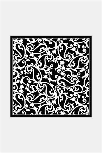 Vakko Twill İpek Eşarp - 2688-73 Siyah Beyaz