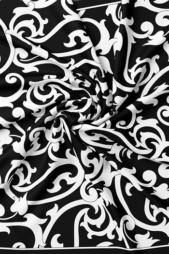 Vakko Twill İpek Eşarp - 2688-73 Siyah Beyaz
