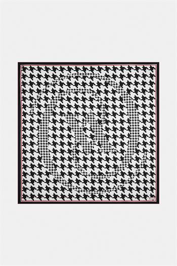 Vakko Twill İpek Eşarp - 27263 - Siyah Kırmızı