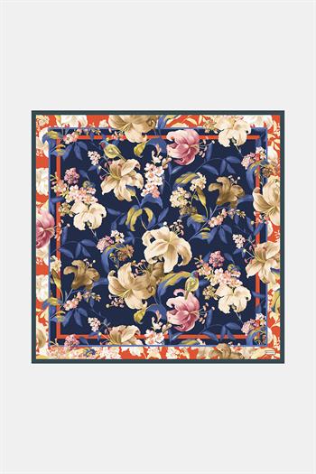 Vakko Twill İpek Eşarp - 3172-17 Lacivert