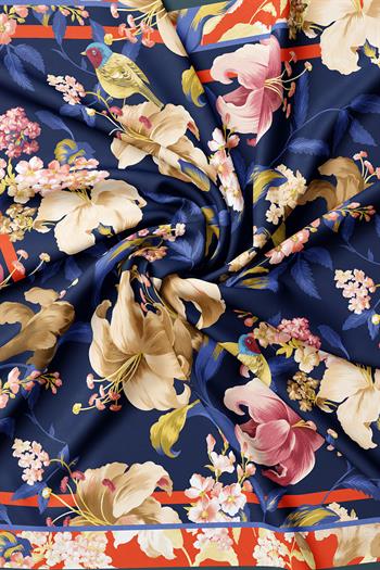 Vakko Twill İpek Eşarp - 3172-17 Lacivert