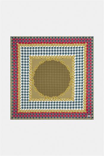 Vakko Twill İpek Eşarp - 36259 - Zümrüt Yeşili Bej