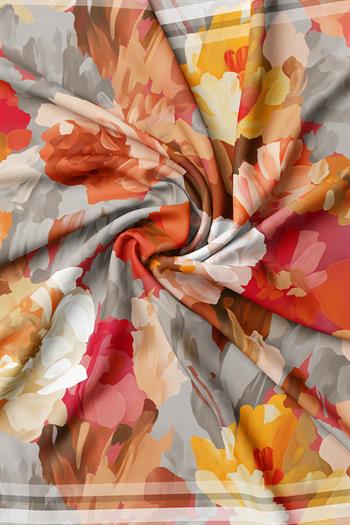 Vakko Twill İpek Eşarp - 3652-61 Turuncu