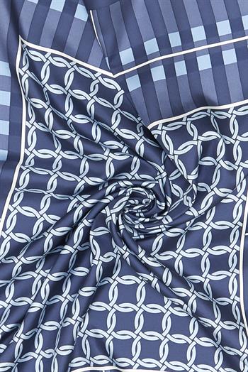 Vakko Twill İpek Eşarp - 40421 - Açık Lacivert