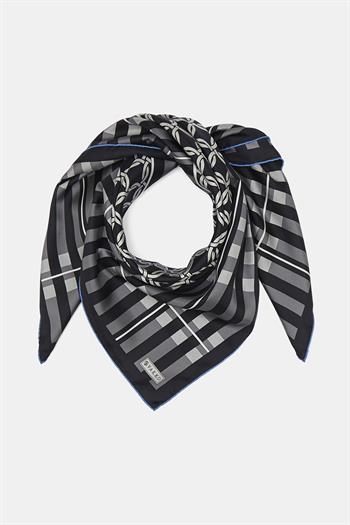 Vakko Twill İpek Eşarp - 40421 - Siyah Gri