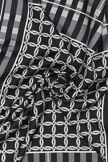 Vakko Twill İpek Eşarp - 40421 - Siyah Gri