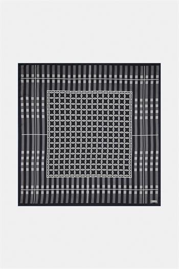 Vakko Twill İpek Eşarp - 40421 - Siyah Gri