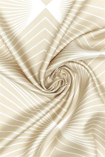 Vakko Twill İpek Eşarp - 40550 - Krem Beyaz