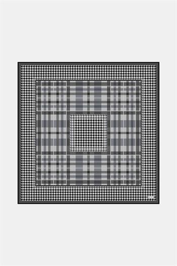 Vakko Twill İpek Eşarp - 40715 - Koyu Gri Siyah