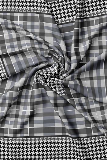 Vakko Twill İpek Eşarp - 40715 - Koyu Gri Siyah