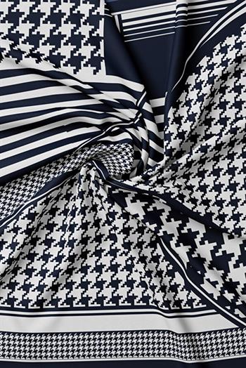 Vakko Twill İpek Eşarp - 40723 - Lacivert Gri