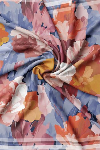 Vakko Twill İpek Eşarp - 40972 - Somon Mavi