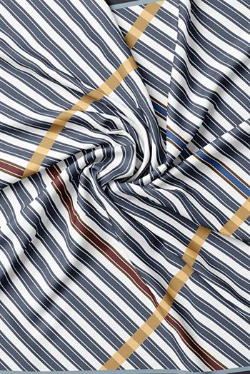 Vakko Twill İpek Eşarp - 41092 - Antrasit Ekru