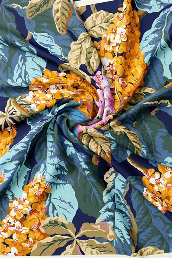 Vakko Twill İpek Eşarp - 4145-55 Metalik Mavi