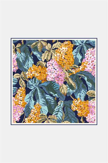 Vakko Twill İpek Eşarp - 4145-55 Metalik Mavi