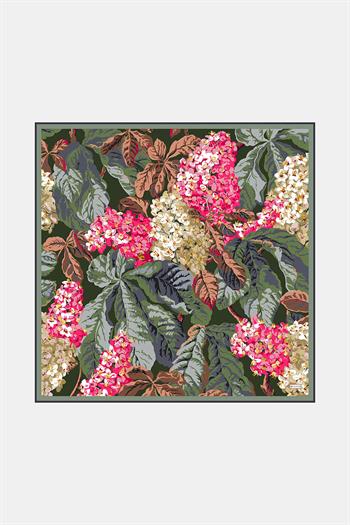 Vakko Twill İpek Eşarp - 4145-57 Yeşil Pembe