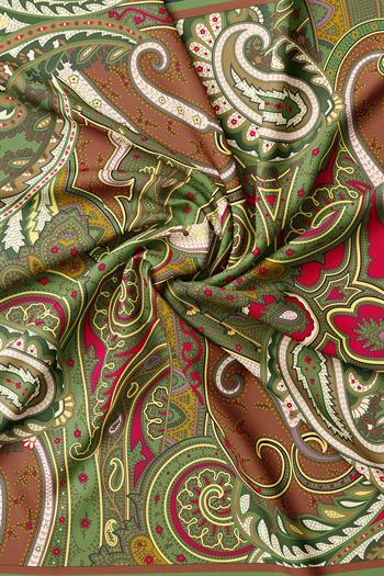 Vakko Twill İpek Eşarp - 4145-59 Asker Yeşili