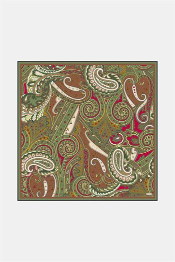 Vakko Twill İpek Eşarp - 4145-59 Asker Yeşili