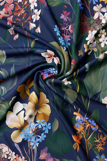 Vakko Twill İpek Eşarp - 4145-87 Lacivert