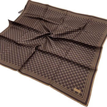 Vakko Twill İpek Eşarp - Özel Seri - Kahve