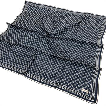 Vakko Twill İpek Eşarp - Özel Seri - Koyu Mavi