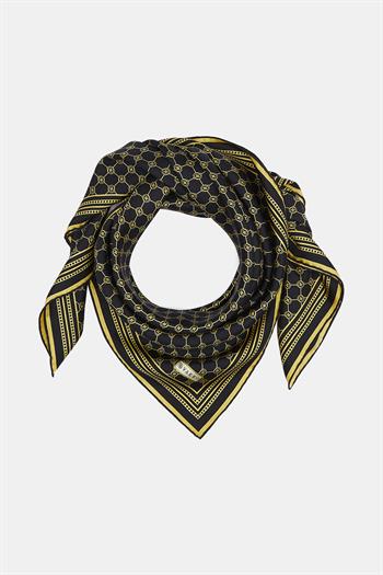 Vakko Twill İpek Eşarp - Özel Seri - Siyah Sarı