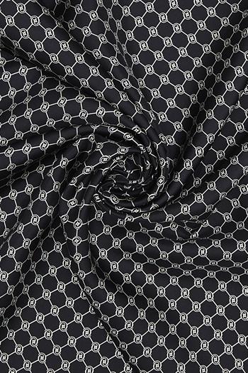 Vakko Twill İpek Eşarp - Özel Seri - Siyah Ekru