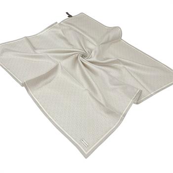 Vakko Twill İpek Eşarp - Yeni Monogram - Açık Taş Krem