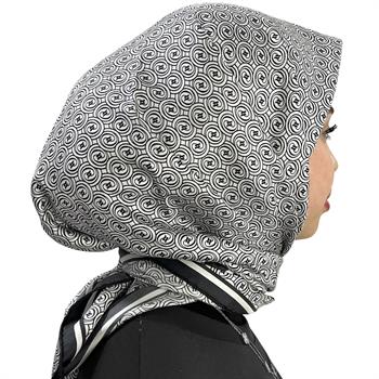 Vakko Twill İpek Eşarp - Yeni Monogram - Beyaz Siyah