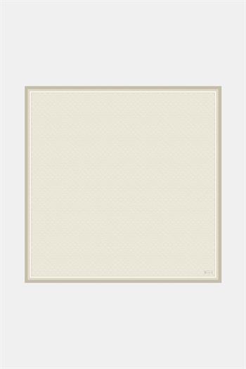 Vakko Twill İpek Eşarp - Yeni Monogram - Bej
