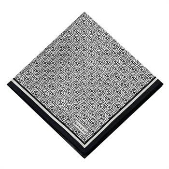 Vakko Twill İpek Eşarp - Yeni Monogram - Beyaz Siyah