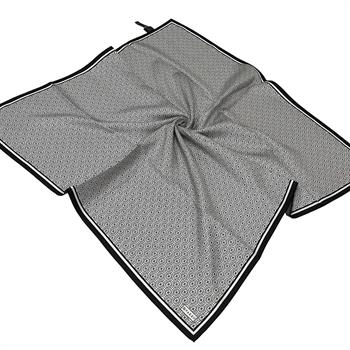 Vakko Twill İpek Eşarp - Yeni Monogram - Beyaz Siyah