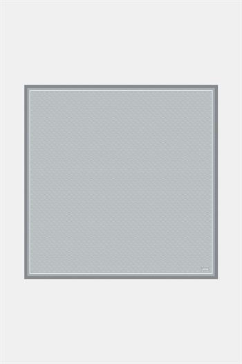 Vakko Twill İpek Eşarp - Yeni Monogram - Gümüş