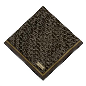 Vakko Twill İpek Eşarp - Yeni Monogram - Kahve Gold