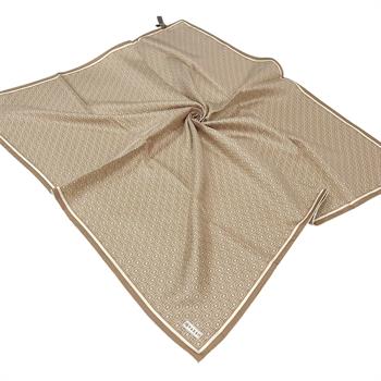 Vakko Twill İpek Eşarp - Yeni Monogram - Karamel